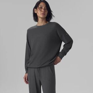 ALO Yoga Soho Pullover and Joggers Set in Anthracite